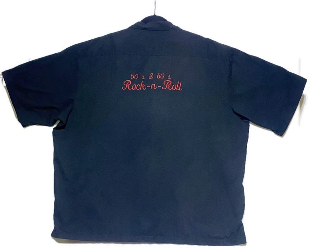 50s & 60s Rock N Roll Shirt Men's Size 3XL Black and Red Shirt Sleeve Button Up